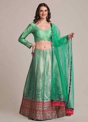 For A Designer Look,Grab These Lehenga Choli in Fine Colored.These Lehenga Choli Are Jacquard Silk And Dupatta Are Fabricated On Net Pair.Its Beautified With Heavy Wevon Jacquard Designer Work.