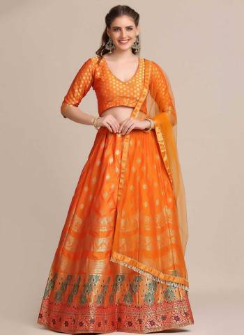 For A Designer Look,Grab These Lehenga Choli in Fine Colored.These Lehenga Choli Are Jacquard Silk And Dupatta Are Fabricated On Net Pair.Its Beautified With Heavy Wevon Jacquard Designer Work.