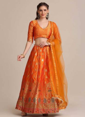 For A Designer Look,Grab These Lehenga Choli in Fine Colored.These Lehenga Choli Are Jacquard Silk And Dupatta Are Fabricated On Net Pair.Its Beautified With Heavy Wevon Jacquard Designer Work.