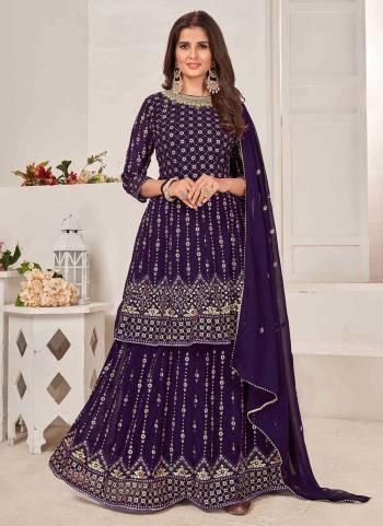 Grab These Sharara Suit in Fine Colored Pair With Bottom And Dupatta.These Top And Dupatta Are Fabricated On Faux Georgette Pair With Faux Georgette Bottom.Its Beautified With Heavy Designer Multy Thread,Sequance Embroidery Work.