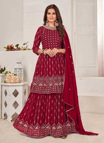 Grab These Sharara Suit in Fine Colored Pair With Bottom And Dupatta.These Top And Dupatta Are Fabricated On Faux Georgette Pair With Faux Georgette Bottom.Its Beautified With Heavy Designer Multy Thread,Sequance Embroidery Work.