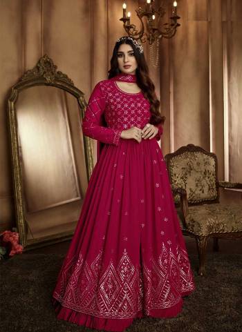 Attrective These Anarkali Suit in Fine Colored Pair With Bottom And Dupatta.These Top And Dupatta Are Fabricated On Georgette Pair With Satin Silk Bottom.Its Beautified With Santoon Inner.Its Beautified With Heavy Designer Sequance Embroidery Work.