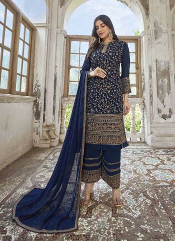 Attrective Looking These Plazzo Suit in Fine Colored Pair With Bottom And Dupatta.These Top,Bottom And Dupatta Are Fabricated On faux georgette Pair With santoon Inner.Its Beautified With Heavy Designer Embroidery Work.