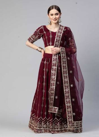 For A Designer Look,Grab These Lehenga Choli in Fine Colored.These Lehenga And Blouse Are Fabricated On Faux Georgette Pair With Net Dupatta.Its Beautified With Sequance Embroidery Work.