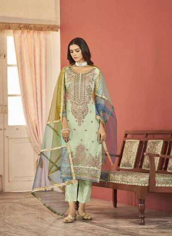 Attrective Looking These Special Suit in Fine Colored Pair With Bottom And Dupatta.These Top Are Faux Georgette Bottom Are Santoon And Dupatta Are Fabricated On Net Pair With Santoon Inner.Its Beautified With Designer Embroidery Work.