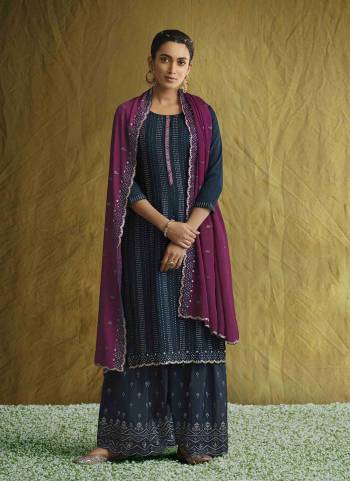 Grab These Plazzo Suit in Fine Colored Pair With Bottom And Dupatta.These Top And Dupatta Are Fabricated On Chinon Pair With Chinon Bottom.Its Beautified With Heavy Designer Sequance Embroidery Work.