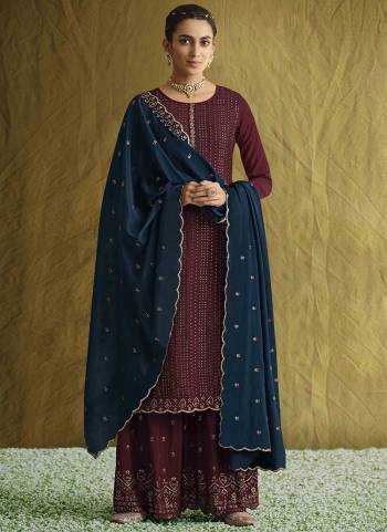 Grab These Plazzo Suit in Fine Colored Pair With Bottom And Dupatta.These Top And Dupatta Are Fabricated On Chinon Pair With Chinon Bottom.Its Beautified With Heavy Designer Sequance Embroidery Work.