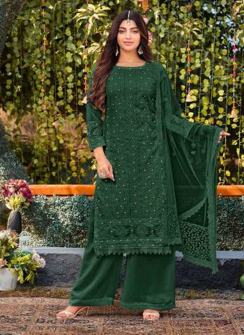 Attrective Looking These Special Plazzo Suit in Fine Colored Pair With Bottom And Dupatta.These Top Are Faux Georgette And Dupatta Are Fabricated On Net Pair With Faux Georgette Bottom.Its Beautified With Heavy Designer Cotton Thread Embroidery Work.