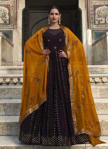 Grab These Beautiful Looking Designer Gown With Dupatta.These Gown is Georgette And Dupatta Is Fabricated On Shimmer.Its Beautified With Designer Thread And Sequance Embroidery Work.