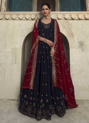 Grab These Beautiful Looking Designer Gown With Dupatta.These Gown is Georgette And Dupatta Is Fabricated On Georgette.Its Beautified With Designer Thread And Sequance Embroidery Work.