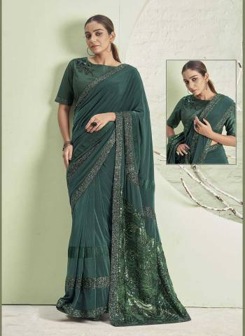 Look Attrective These Designer Party Wear Saree in Fine Colored.These Saree Are Lycra And Blouse  is Fabricated On Raw Silk.Its Beautified With Heavy Designer Embroidery,Hand Work.