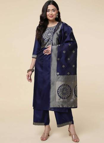 Grab These Beautiful Looking Readymade Plazzo Suits.These Top ,Bottom And Dupatta is Fabricated On Silk.Its Beautified With Wevon Jacquard Designer.