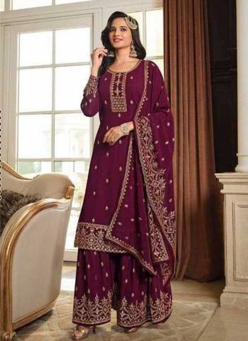 Attrective These Sharara Suit in Fine Colored Pair With Bottom And Dupatta.These Top And Bottom Are Faux Georgette And Pair With Faux Georgette Dupatta.Its Beautified With Heavy Designer Embroidery Work.