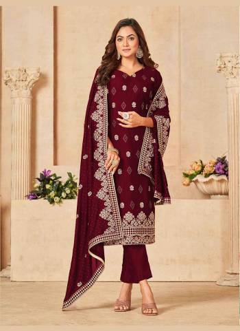 Grab These Suit in Fine Colored Pair With Bottom And Dupatta.These Top And Dupatta Are Fabricated On Vichitra Silk Pair With Dull Santoon Bottom.Its Beautified With Blooming Color,Heavy Designer Embroidery Work.