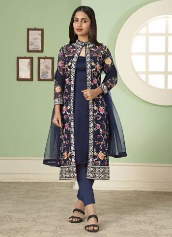 Grab These Jacket Suit in Fine Colored Pair With Bottom.These Jacket Are Fabricated On Georgette Pair With Dull Santoon Bottom And Top.Its Beautified With Heavy Designer Multy Thread,Sequance Embroidery Work.