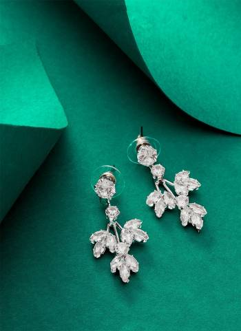 Grab These Beautifil Silver Colored Earring.These Earring is Come Oxidized Material And Beautified With American Diamond Work.