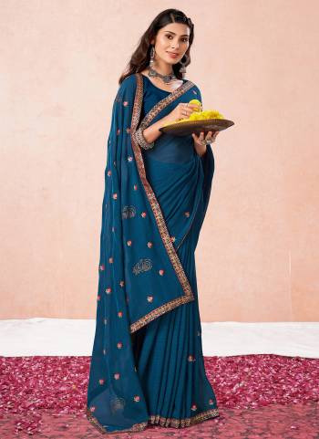 Attrective These Saree in Fine Colored.These Saree Are Blooming Georgette And Blouse is Art Silk Fabricated Pair.Its Beautified Fabric With Designer Thread Embroidery,Swarovski Work.