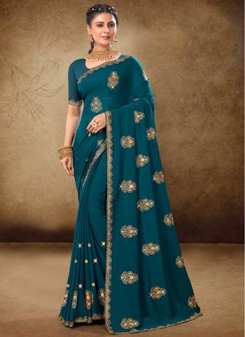 Garb These Saree in Fine Colored.These Saree Are Blooming Georgette And Blouse is Art Silk Fabricated Pair.Its Beautified Fabric With Designer Jari Embroidery Work.