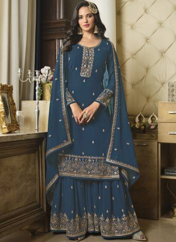 Attrective These Sharara Suit in Fine Colored Pair With Bottom And Dupatta.These Top And Dupatta Are Faux Georgette And Pair With Faux Georgette Bottom.Its Beautified With Santoon Inner.Its Beautified With Heavy Designer Embroidery Work.