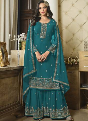 Attrective These Sharara Suit in Fine Colored Pair With Bottom And Dupatta.These Top And Dupatta Are Faux Georgette And Pair With Faux Georgette Bottom.Its Beautified With Santoon Inner.Its Beautified With Heavy Designer Embroidery Work.