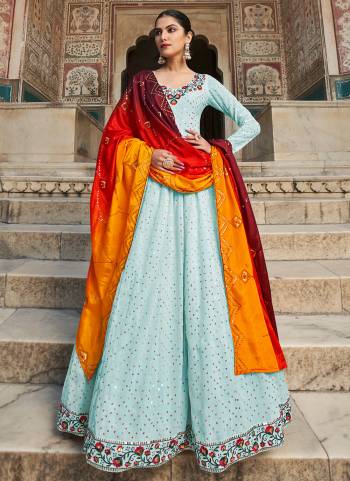 Grab These Beautiful Looking Designer Gown With Dupatta.These Gown is Georgette And Dupatta Is Fabricated On Padding Chinon.Its Beautified With Designer Thread And Sequance Embroidery Work.