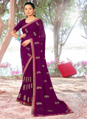 Garb These Saree in Fine Colored.These Saree And Blouse is Georgette Fabricated Pair.Its Beautified Fabric With Designer Jari Embroidery Work.