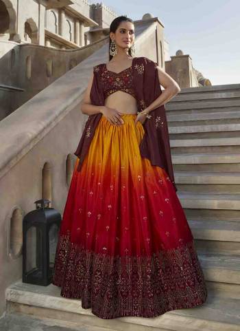 For A Designer Look,Grab These Lehenga Choli in Fine Colored.These Lehenga And Blouse Are Fabricated On Chinon Pair With Chinon Dupatta.Its Beautified With Designer Thread,Mirror,Sequance Embroidery Work.