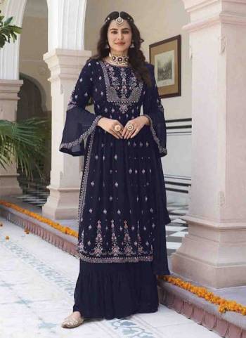 Attrective These Sharara Suit in Fine Colored Pair With Bottom And Dupatta.These Top And Bottom Are Fabricated On Faux Georgette Pair With Nazmin Dupatta.Its Beautified With Santoon Inner.Its Beautified With Heavy Designer Embroidery Work.