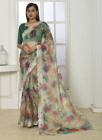 Garb These Party Wear Saree in Fine Colored.These Saree Are Organza Silk And Blouse is Fabricated On Banglori Silk.Its Beautified With Designer Printed With Cutwork Embroidery Work.