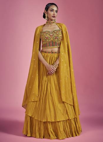 For A Designer Look,Grab These Readymade Lehenga Choli in Fine Colored.These Lehenga And Blouse Are Fabricated On Chinon Pair With Chinon Dupatta.Its Beautified With Designer Heavy Embroidery Work.