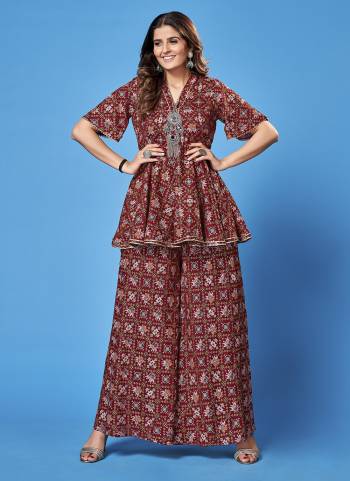 Grab This Readymade Dress In Fine Color Top And Bottom Are Rayon Fabricated Beautified With Designer Printed. It Is Light In Weight And Easy To Carry All Day Long. 