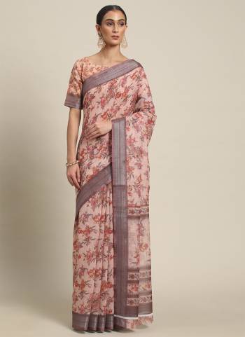 Look Attrective These Party Wear Saree in Fine Colored.These Saree And Blouse  is Fabricated On Cotton Blend.Its Beautified With Wevon Border With Floral Printed.