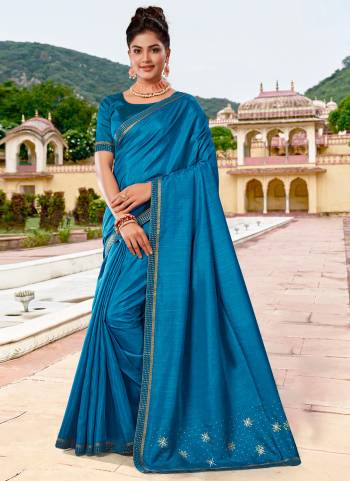 Garb These Saree in Fine Colored.These Saree Are Vichitra Silk And Blouse is Art Silk  Fabricated Pair.Its Beautified Fabric With Designer Diamond Pallu Work With Lace Border.