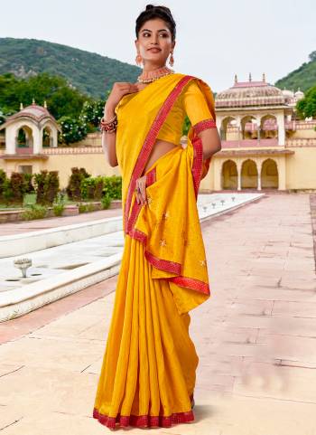 Garb These Saree in Fine Colored.These Saree Are Vichitra Silk And Blouse is Art Silk  Fabricated Pair.Its Beautified Fabric With Designer Diamond Pallu Work With Lace Border.