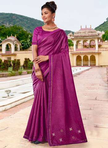 Garb These Saree in Fine Colored.These Saree Are Vichitra Silk And Blouse is Art Silk  Fabricated Pair.Its Beautified Fabric With Designer Diamond Pallu Work With Lace Border.