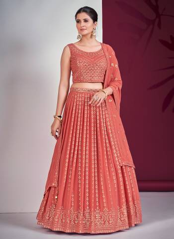 For A Designer Look,Grab These Readymade Lehenga Choli in Fine Light Colored.These Lehenga And Blouse Are Fabricated On Georgette Pair With Georgette Dupatta.Its Beautified With Designer Heavy Sequance,Mirror Embroidery Work.