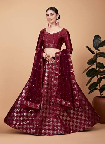 For A Designer Look,Grab These Lehenga Choli in Fine Colored.These Lehenga And Blouse Are Fabricated On Tabi Silk Pair With Net Dupatta.Its Beautified With Designer Thread,Sequance Embroidery Work.