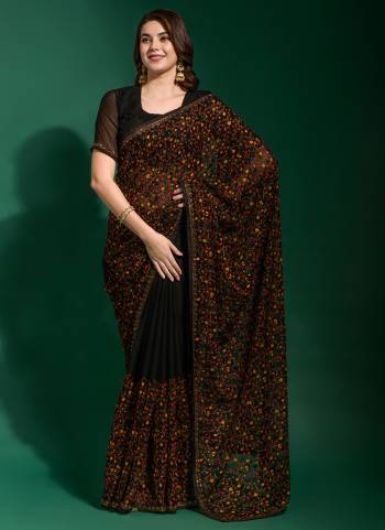 Attrective Look These Saree in Fine Colored.These Saree And Blouse is Georgette Fabricated.Its Beautified With Heavy Thread,Sequance Embroidery Work With Diamond Work.