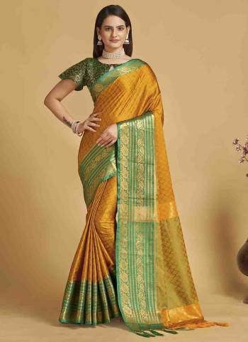 Attrective This Wedding Partywear Saree Paired With Blouse.This Saree And Blouse Are Soft Silk Based Fabric With Weaving Jacquard Designer. Buy This Pretty Saree Now.