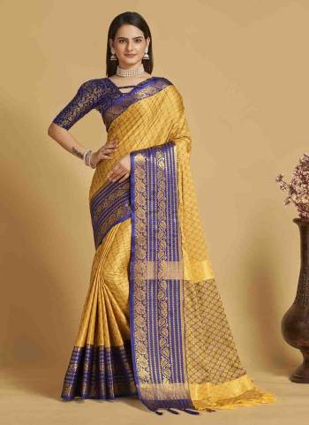 Attrective This Wedding Partywear Saree Paired With Blouse.This Saree And Blouse Are Soft Silk Based Fabric With Weaving Jacquard Designer. Buy This Pretty Saree Now.