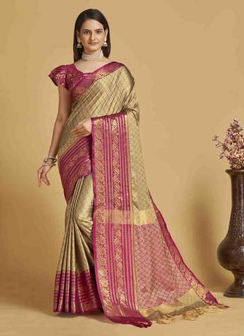 Attrective This Wedding Partywear Saree Paired With Blouse.This Saree And Blouse Are Soft Silk Based Fabric With Weaving Jacquard Designer. Buy This Pretty Saree Now.