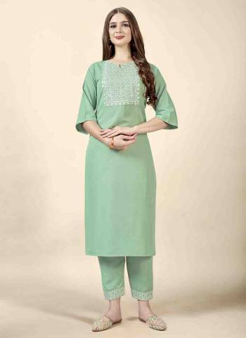 Grab These Beautiful Looking Readymade Kurti With Bottom.These Dress is Fabricated On Cotton Rayon Slub Top And Bottom.Its Beautified With Embroidery Work.