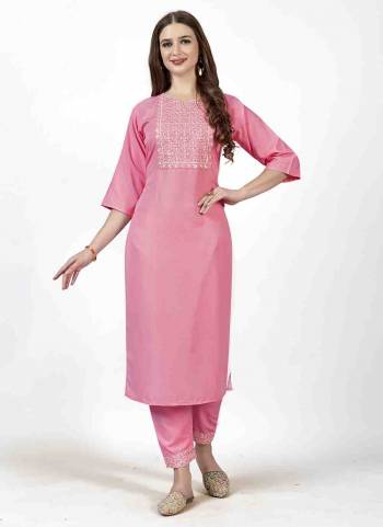 Grab These Beautiful Looking Readymade Kurti With Bottom.These Dress is Fabricated On Cotton Rayon Slub Top And Bottom.Its Beautified With Embroidery Work.