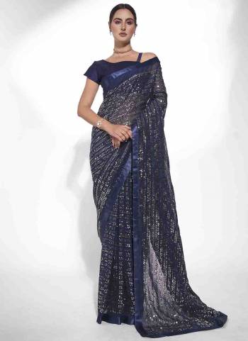 Grab These Party Wear Saree in Fine Colored.These Saree is Fabricated On Georgette Pair With Art Silk Blouse.Its Beautified With Heavy Sequance Embroidery Work.