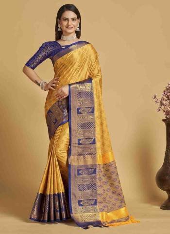 Garb This Partywear Saree Paired With Contrast Blouse.This Saree And Blouse Are Soft Silk Based Fabric With Weaving Jacquard Designer. Buy This Pretty Saree Now.