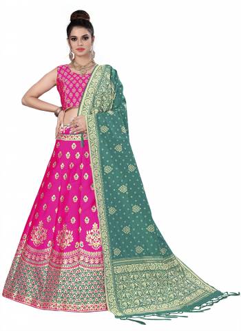 Grab These Semi Stitched Lehenga Choli in Fine Colored.These Lehenga Choli And Dupatta Are Fabricated On Banarasi Silk.Its Beautified With Heavy Wevon Jari Designer Work.