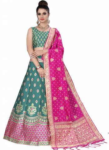 Grab These Semi Stitched Lehenga Choli in Fine Colored.These Lehenga Choli And Dupatta Are Fabricated On Banarasi Silk.Its Beautified With Heavy Wevon Jari Designer Work.