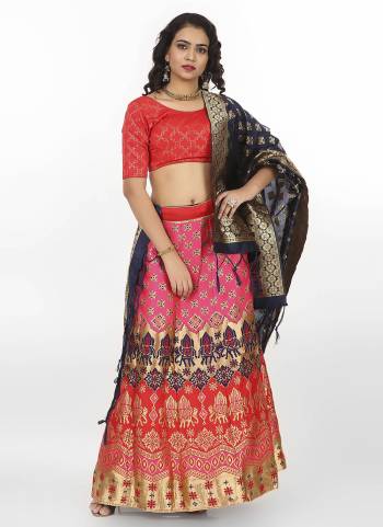 Grab These Semi Stitched Lehenga Choli in Fine Colored.These Lehenga Choli And Dupatta Are Fabricated On Banarasi Silk.Its Beautified With Heavy Wevon Jari Designer Work.