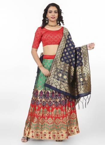 Grab These Semi Stitched Lehenga Choli in Fine Colored.These Lehenga Choli And Dupatta Are Fabricated On Banarasi Silk.Its Beautified With Heavy Wevon Jari Designer Work.