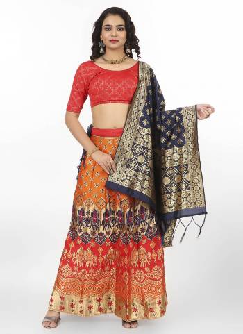 Grab These Semi Stitched Lehenga Choli in Fine Colored.These Lehenga Choli And Dupatta Are Fabricated On Banarasi Silk.Its Beautified With Heavy Wevon Jari Designer Work.